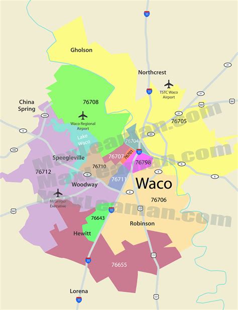 Map of Waco, Texas